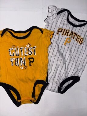 Lot of 2 Girls Pittsburgh Pirates One-Piece Bodysuit - Yellow and Striped 18mo